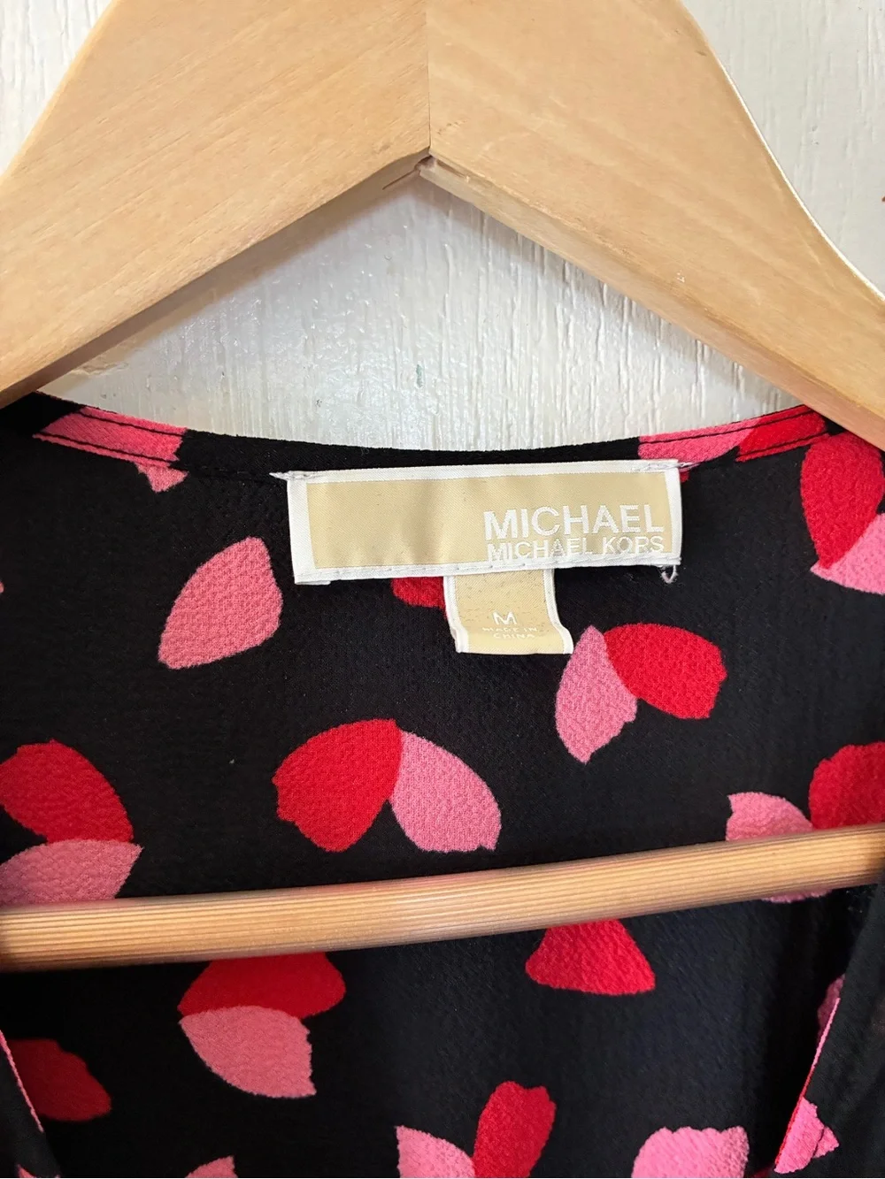 Michael Kors Black Dress with Pink and Red Petal Print